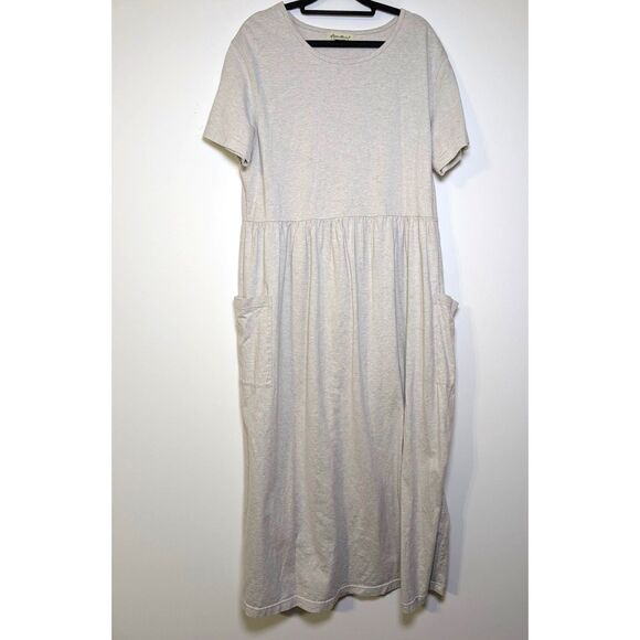 Vintage Y2K Eddie Bauer Cotton Pocket Maxi Dress M Cream Lagenlook Granolagore - Picture 4 of 6